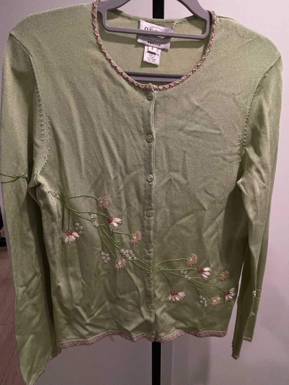 Vintage Oscar de la Renta Light Green Knit Top small